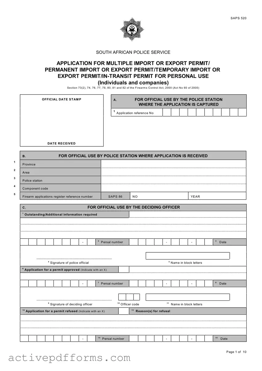 Free Saps 520 PDF Template