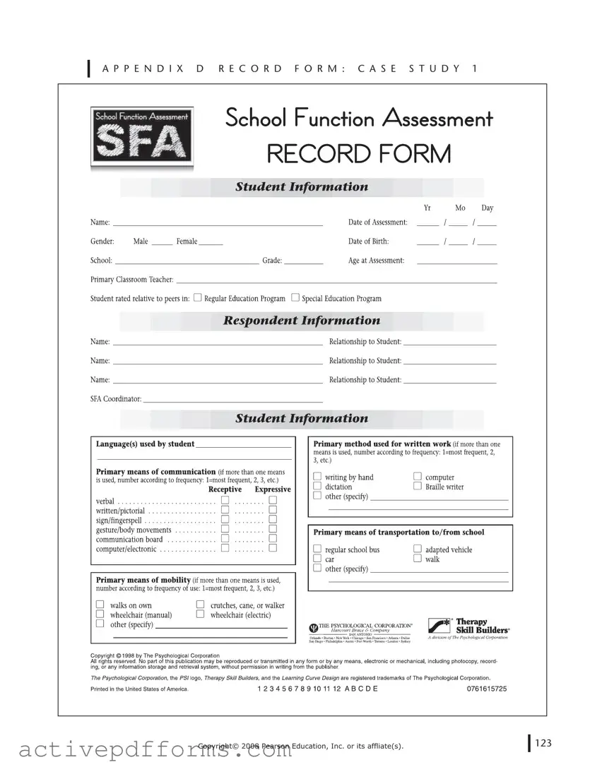 Free School Function Assessment PDF Template