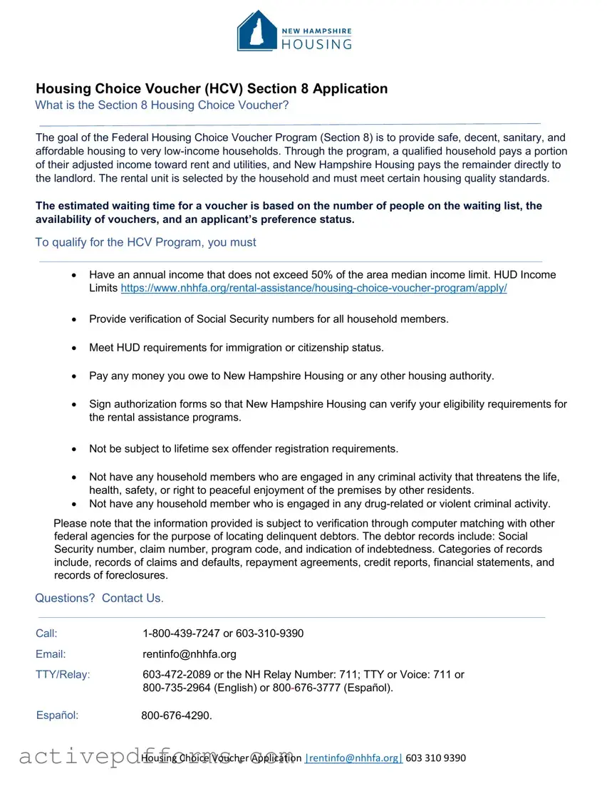 Free Section 8 Application PDF Template