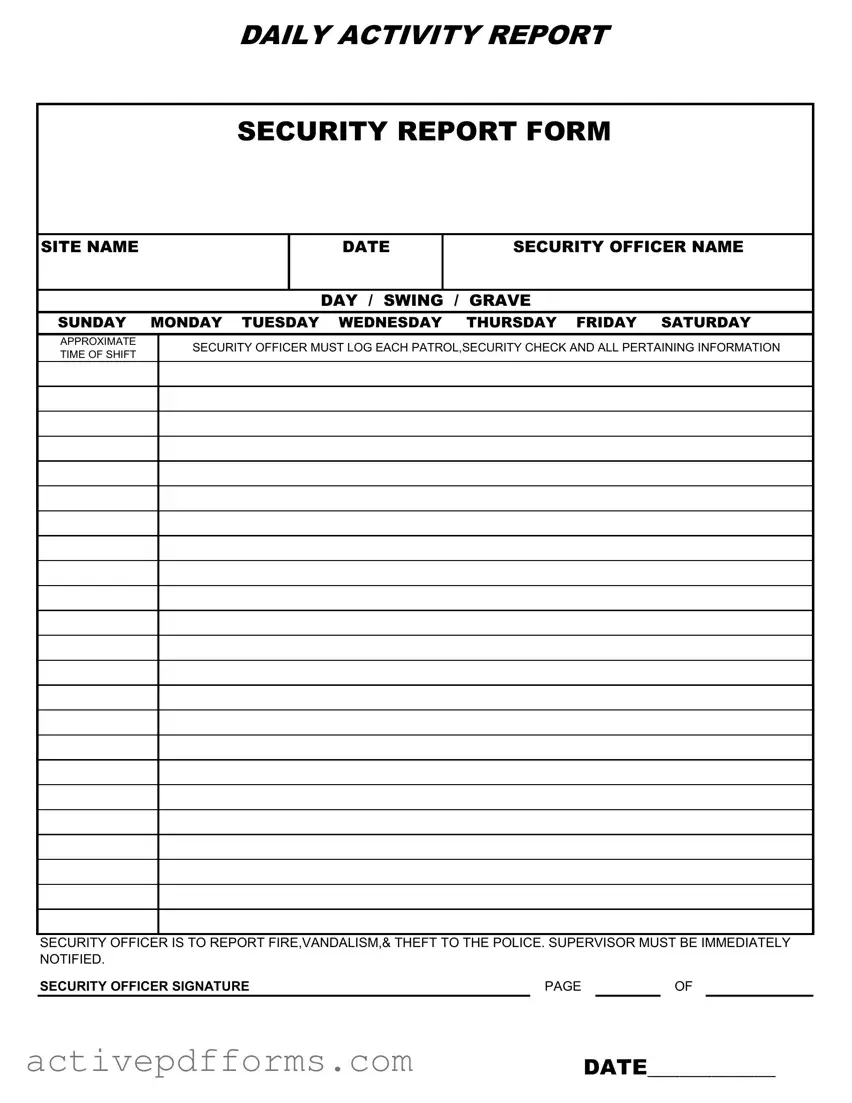 Free Security Guard Daily Report Sample PDF Template