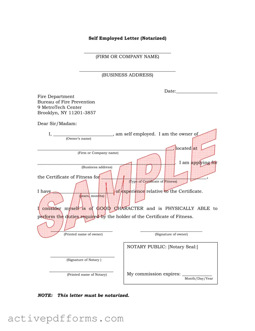 Free Self Employed Letter PDF Template