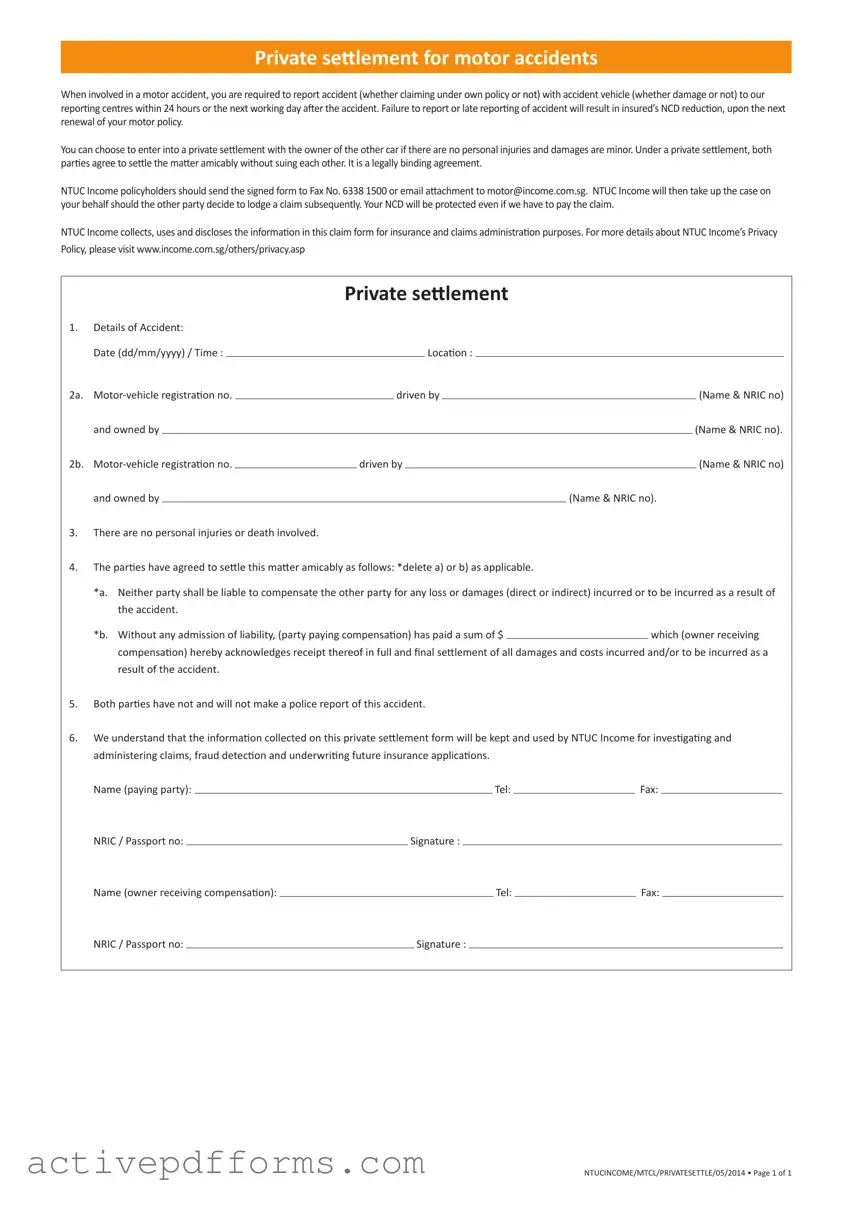 Free Settlement Motor Accident PDF Template