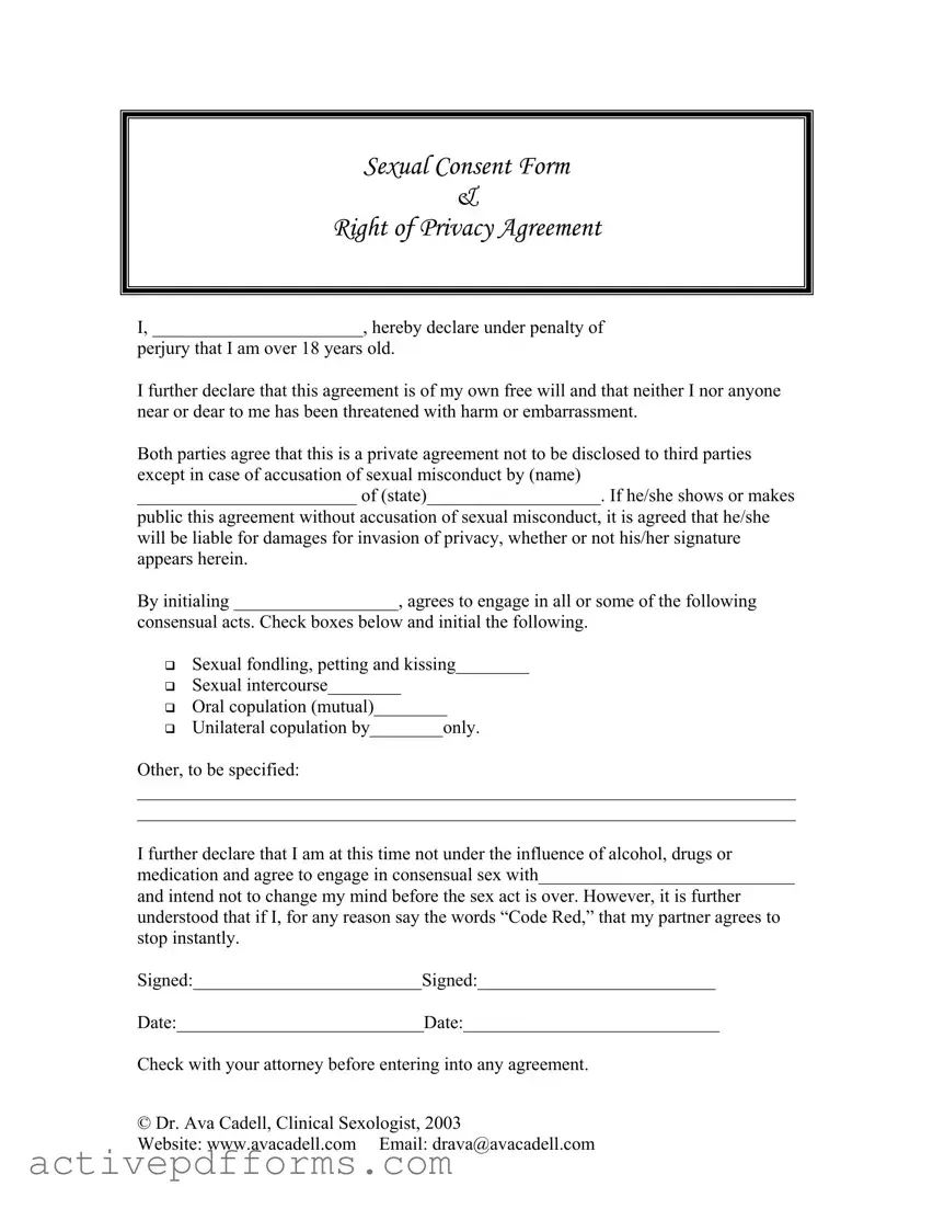 Free Sex Contract PDF Template