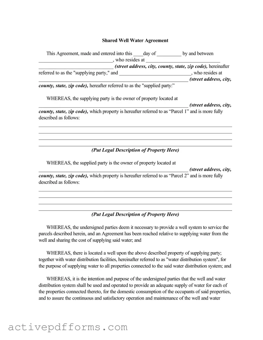 Free Shared Well Agreement PDF Template