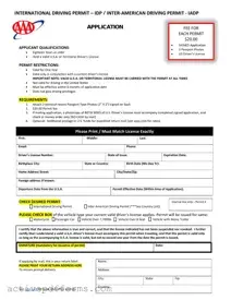 Free Aaa International Driving Permit Application PDF Template