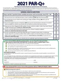 Free Activity Parq PDF Template