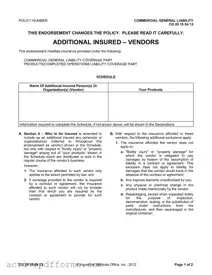 Free Additional Insured Vendors PDF Template