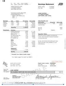 Free Adp Pay Stub PDF Template