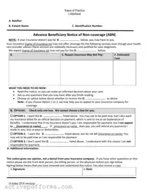 Free Advance Beneficiary Notice of Non-coverage PDF Template