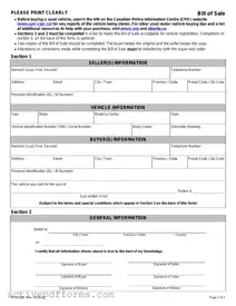 Free Alberta Bill Sale PDF Template