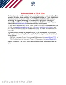 Free IRS 1096 PDF Template