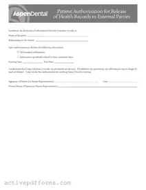 Free Aspen Dental Health Information Release PDF Template