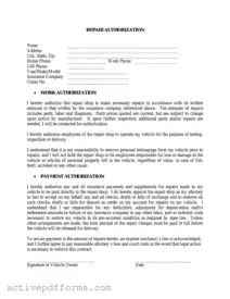 Free Authorization Repair PDF Template