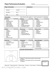 Free Basketball Evaluation PDF Template