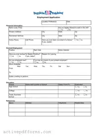 Free Baskin Robbins Job PDF Template