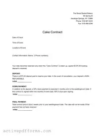 Free Cake Contract PDF Template
