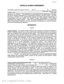 Free Commercial Vehicle Lease Agreement PDF Template