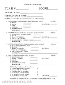 Free Car Show Judging PDF Template