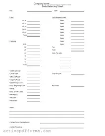 Free Cash Drawer Count Sheet PDF Template