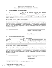 Free Certification Of Incapacity PDF Template