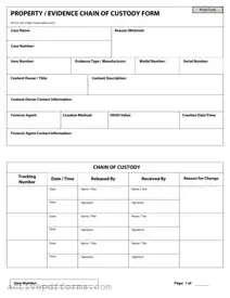 Free Chain Of Custody PDF Template