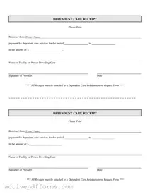 Free Dependent Care Receipt PDF Template