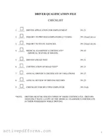 Free Driver Qualification PDF Template