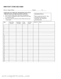 Free Driver Time Record PDF Template