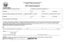 Free Driving Fifty Hour Affidavit PDF Template