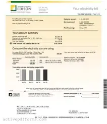 Free Edison Electricity Bill PDF Template