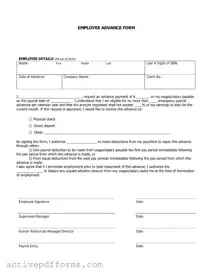 Free Employee Advance PDF Template