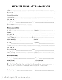 Free Employee Emergency Contact PDF Template