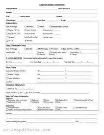 Free Employee Status Change PDF Template
