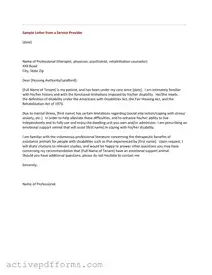 Free Emotional Support Animal Letter PDF Template