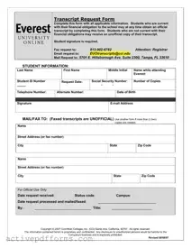 Free Everest University Transcript PDF Template