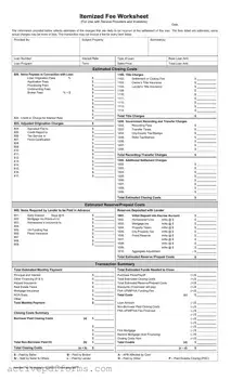 Free Fee Worksheet PDF Template
