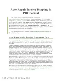 Free Auto Repair Invoice PDF Template