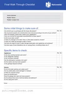 Free Final Walk Through Checklist PDF Template