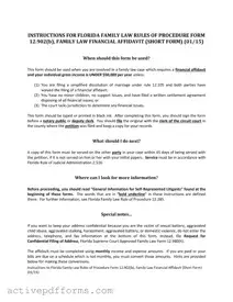 Free Florida Financial Affidavit Short 12.902(b) PDF Template