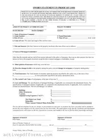 Free Florida Proof Loss PDF Template