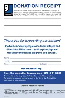 Free For Goodwill Donated Goods PDF Template