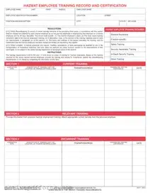 Free Hazmat Employee Training Record PDF Template