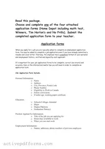 Free Home Depot Application PDF Template