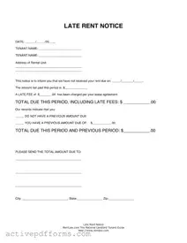 Free Late Rent Letter PDF Template