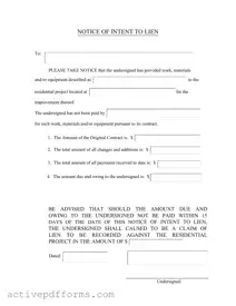 Free Letter Of Lien PDF Template