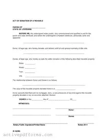 Free Louisiana act of donation PDF Template