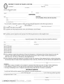 Free Md Subpoena PDF Template