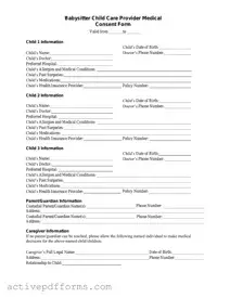 Free Medical Consent Babysitter PDF Template