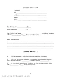 Free Doctors Excuse Note PDF Template