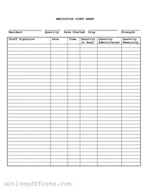 Free Medication Count Sheet PDF Template